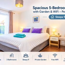Spacious 5-Bedroom House with Garden and WiFi - Peterborough