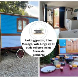 Roulotte Authentique aux Portes du Beaujolais climatisée avec terrasse Privative & Borne de Recharge, hotel u gradu Montmerle Sur Saône