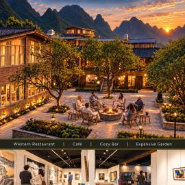 Secret Valley Retreat Traditional Art Oil Painting House in Yangshuo Yulong River&Western Food&Cozy Garden Coffee&Bar&Art museum