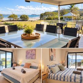 Absolute Beachfront Modern Retreat Pet Friendly 4 BR 2 Ensuites Ducted air conditioning، فندق في Pindimar