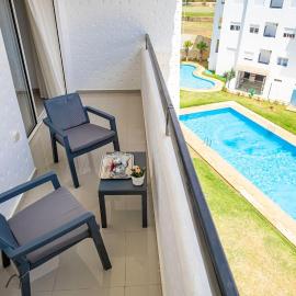 Sea & Pool View Resort Apartment, Asilah Marina Golf, Family Friendly