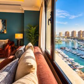 BlueHorizon In Pearl, 2BR with city & sea view 1304