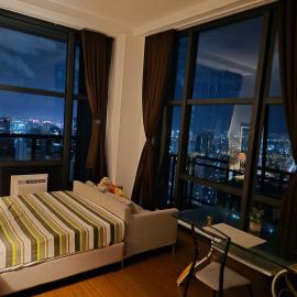 Spacious High Ceiling 2 BR 66th Flr corner unit with Balconies - FREE Sauna Pool Gym View of Skyline Manila Bay-Sunset
