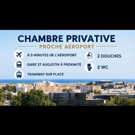 Chambre privative, grand arenas, proche aeroport, tram sur place, gare train st Augustin, 2 toilet, 2 cabine shower, hotell i Nice
