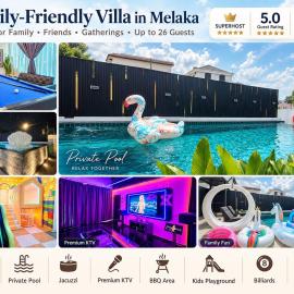 Dato Villa Luxury Homestay 12min to Jonker Street 26pax Private Pool Playground KTV BBQ, Hotel in Malakka