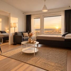 City Home Finland Panorama Suite - New Luxury Suite with Own SAUNA, One Bedroom, Spacious Balcony with City Views and Great Location next to Nokia Arena