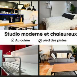 Studio moderne au pied des pistes, emplacement idéal, central et calme