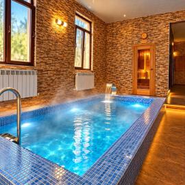 Green villa panorama heated inside pool and sauna