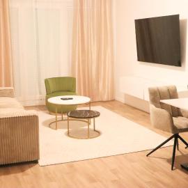 Edna House, bel appartement entier neuf pour 2 à 5 pers, 15 min de Paris en voiture, balcon, parking, 2 chambres, Montigny-Les-Cormeilles, possibilité de louer un véhicule pendant le séjour ou encore transport aéroport ou gare