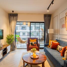 Luxury Designer 1BHK Flat with Pool Gym Balcony Calangute