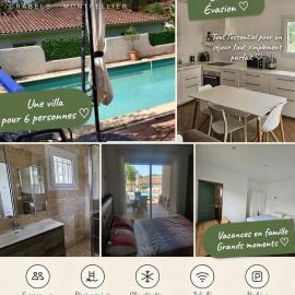 Maison climatisée 90 m2 avec piscine, terrasse et 3 chambres près de Montpellier