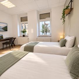 6-Personen Apartment ideal für Monteure, Berufstätige, langfristige Aufenthalte - Einzelbetten, Self Check-in, Küche, Waschmaschine