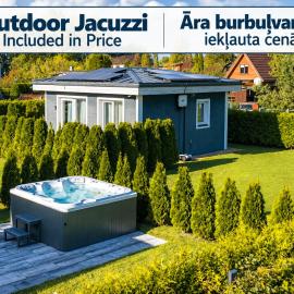 Family Garden House with Outdoor Jacuzzi, Free Parking, Playground, BBQ and AC