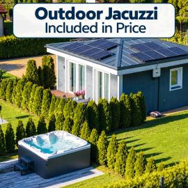 Family Garden House with Outdoor Jacuzzi, Free Parking, Playground, BBQ and AC