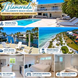 Waterfront 4BR,4BA Home - Private Pool and Beach - Golf Cart - Dock - Sleeps 9