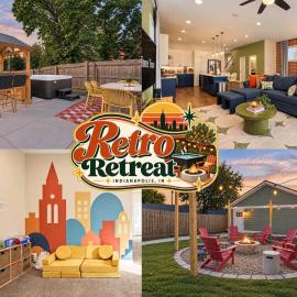 Retro Retreat - Hot Tub - Firepit - Near Lucas Oil