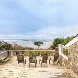 Oceanfront Home with Private Hot Tub Ocean Views Fireplace & Beach Access Path
