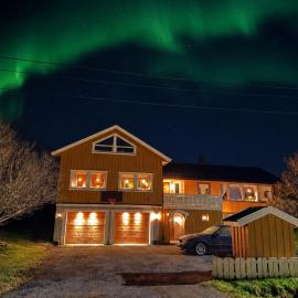 House under the Aurora Cozy Private Home with Fireplace、Laukvikのホテル