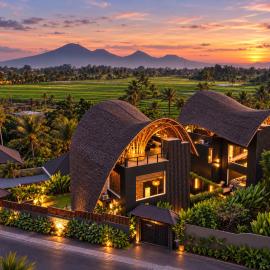 Sunset Palms Bamboo Luxury Villas Private Pool Volcano Rice Terrace Views