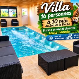 Viesnīca Villa piscine/spa privé intérieur 33° ZOO DE LA FLECHE 24h DU MANS pilsētā Lafleša