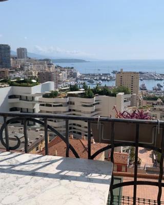 Plein coeur de Monaco, à 300 mètres à pied du port de Monaco, 4 pièces dans des escaliers vue mer