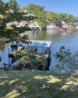 Cozy Lake Cabin Dock boat slip and lily pad