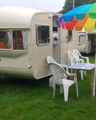 Retro Caravan with Mountain Views