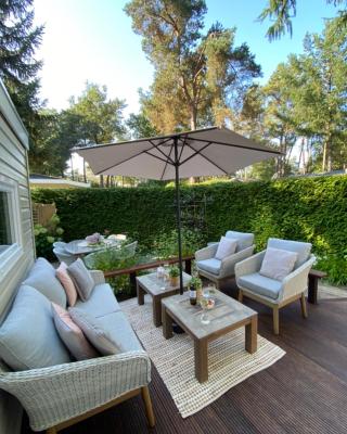 Luxe Chalet met prachtig terras op de Veluwe , veel privacy