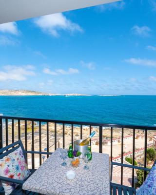 Islet Promenade Seafront 1 Bedroom Apartment with 2 seaview balconies by Getawaysmalta