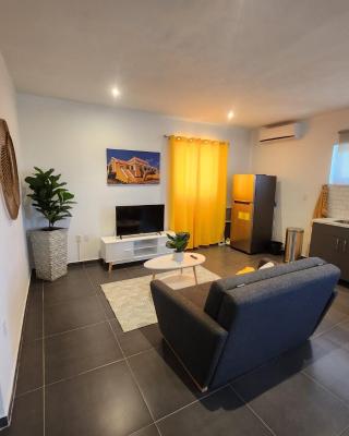 Modern sunshine yellow apartment with nature views