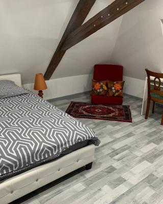 Chambre rustique avec double lit et sa salle de bain privée