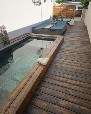Tiny Badamier Blanc appartement 4 étoiles 2 à 4 personnes piscinelle chauffée