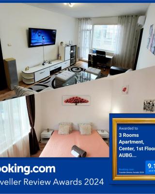 3 Rooms Apartment, Center, 1st Floor, AUBG, Free Parking, PC i5 SSD, 3 LED TVs 200 Channels, WiFi, Terrace, Easy-Late Check-in, Stay Before Greece