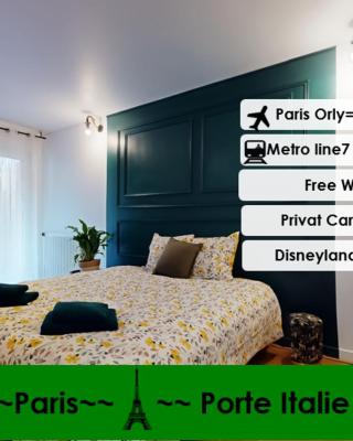 8 People - 4 rooms - 2 salle de bain - Metro 7 & 14 - Porte Italie - Private Car Park- Wifi