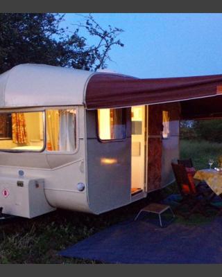 Retro Caravan with Mountain Views