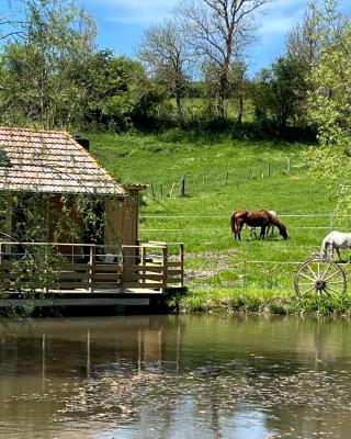 Cabane au bord d'un étang