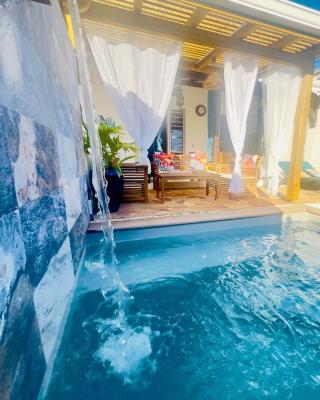Zandoli piscine, vue mer, paisible, jardin