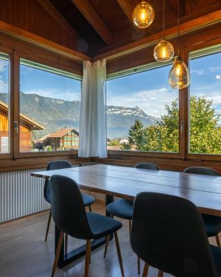 Alpine view with balcony near Interlaken