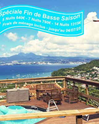 F2 climatisé Piscine Vue Mer et Montagne Pelée Trois-Îlets