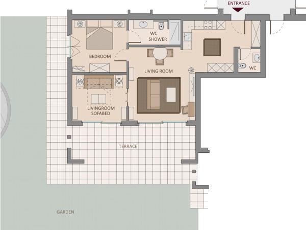 Delta Resort Apartments : photo 10 de la chambre appartement avec accès au spa - vue sur jardin