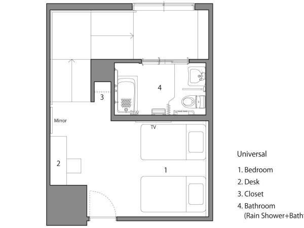 HOTEL THE FLAG Shinsaibashi : photo 9 de la chambre chambre lits jumeaux - accessible aux personnes à mobilité réduite - non-fumeurs