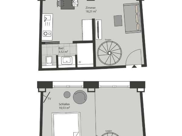 ÜberFluss Serviced-Apartments : photo 9 de la chambre appartement en duplex