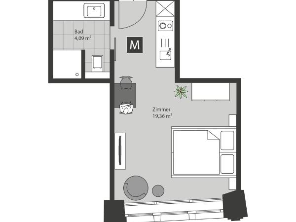 ÜberFluss Serviced-Apartments : photo 6 de la chambre appartement