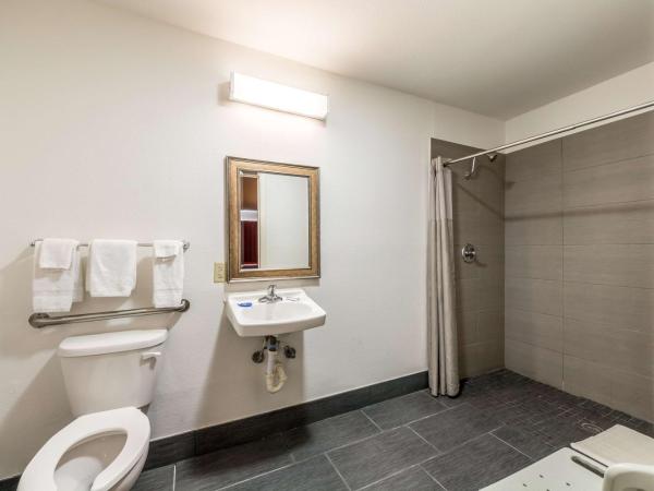 Motel 6-San Antonio, TX - South WW White Rd : photo 8 de la chambre chambre avec 2 lits queen-size et douche accessible en fauteuil roulant - adaptée aux personnes à mobilité réduite