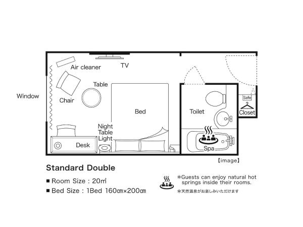 Hotel Hanshin Osaka : photo 3 de la chambre standard double room - non-smoking (160cm 1bed)