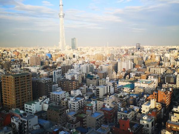 Dai-ichi Hotel Ryogoku : photo 10 de la chambre chambre lits jumeaux modérée - vue au-delà de la cime des arbres de tokyo - fumeurs