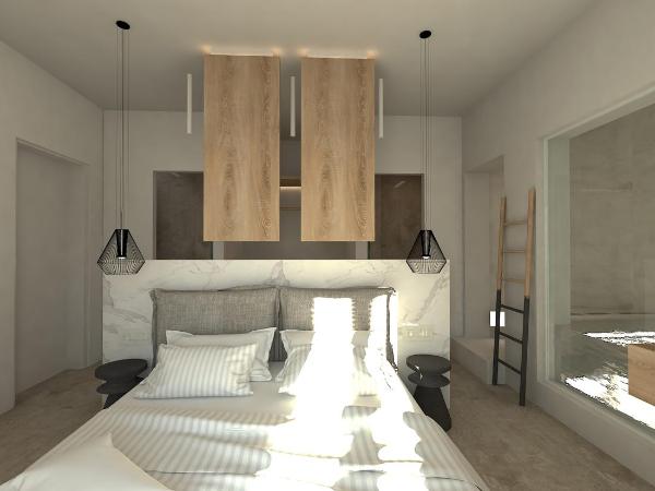 Apiro Mykonos : photo 4 de la chambre chambre double supérieure avec jacuzzi intérieur - vue sur mer