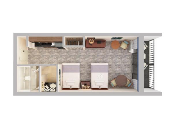 Holiday Pavilion Resort on the Boardwalk : photo 3 de la chambre chambre tour avec 2 lits queen-size et cuisine - côté océan