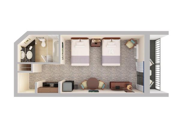 Holiday Pavilion Resort on the Boardwalk : photo 3 de la chambre chambre avec 2 lits queen-size et cuisine - accès par escalier - côté océan