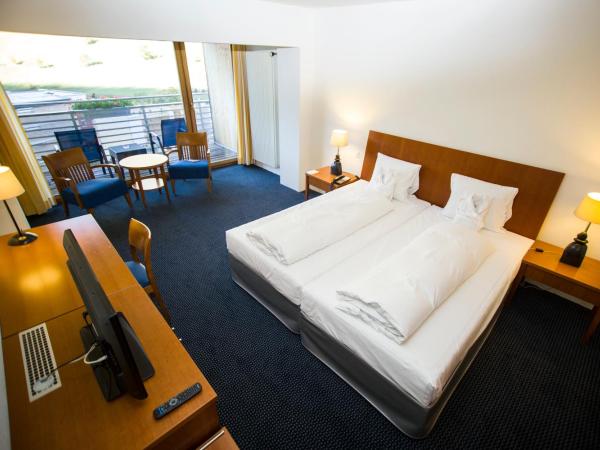 Le Bristol Leukerbad : photo 7 de la chambre chambre supérieure avec 2 lits simples et balcon